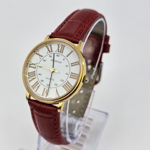 Advance Women\'s Watch 32MM White Dial‎ New Red Leather Bands New Battery main image 11